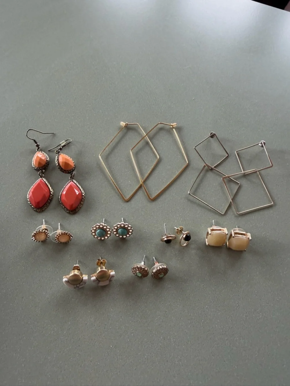 Lot - 9 pairs stud and dangle statement earrings